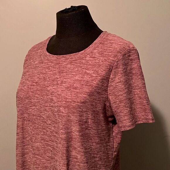 Kyodan Women's Pink Heathered Knee Length Short Sleeve Casual Dress - Picture 2 of 7